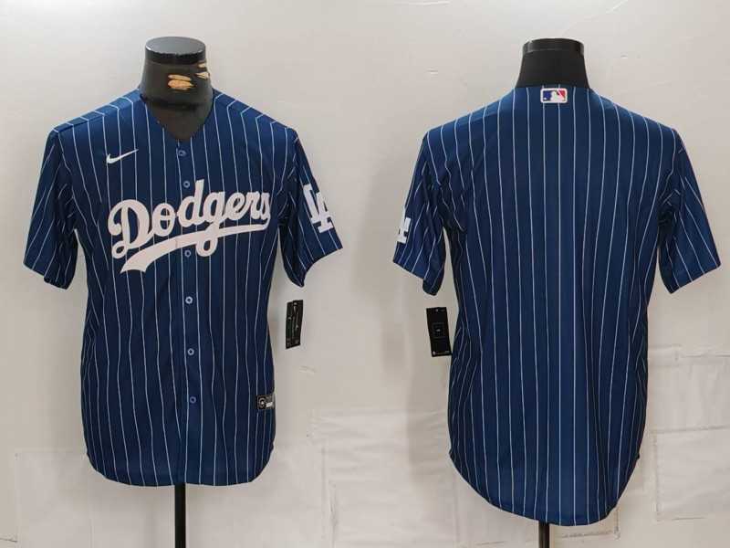 Mens Los Angeles Dodgers Blank Navy Pinstripe Stitched Cool Base Nike Jersey